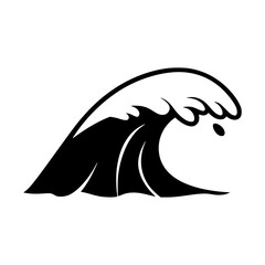 Naklejka premium Wave Icon - Black Silhouette