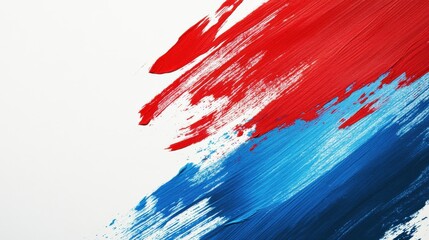 Red and blue brushstrokes on a sleek white minimalist background illustration