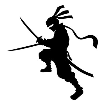 recommend clip art: Ninja Silhouette Warrior - Black Vector