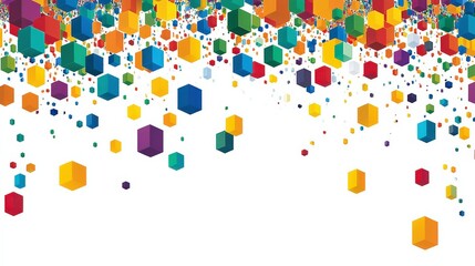 Obraz premium Colorful Hexagonal Shapes Falling in Dynamic Pattern Design