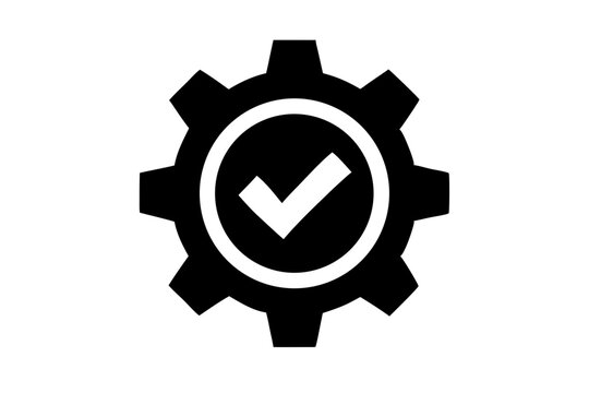 Gear with Checkmark Icon for Settings Approval Design, gear checkmark, settings icon, approval design, cog graphic, check symbol, gear logo, settings emblem, approval badge, cog design, check graphic