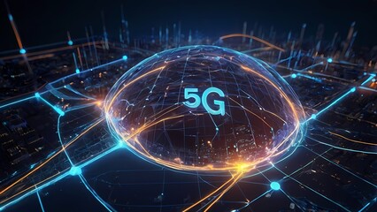 5G network illustration wireless signal wave