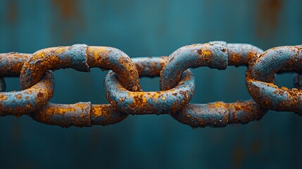 Fototapeta premium Rusty Chain Links Closeup Detail of excellence in splendor beyond compare with grace in style