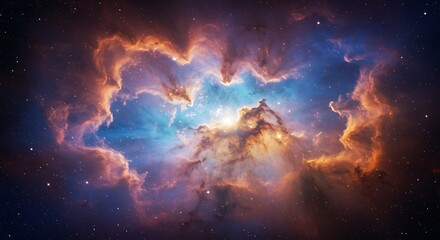 Fototapeta premium Cosmic Nebula: A 3D Render of Celestial Fire AI Generated