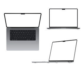 Realistic laptop computer, smartphone Modern laptop isolated on transparent background stock illustration stock illustration