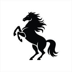 Rearing Horse Silhouette Vector Icon – Wild Stallion in Bold Pose