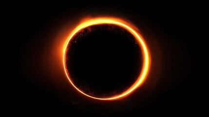 A glowing neon circle on a dark, gradient background, leaving a vast area of negative space. illustration