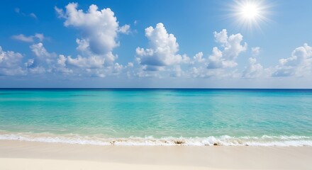 Obraz premium Sun-Kissed Shores: Azure Serenity AI Generated