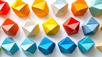 Vibrant Geometric Shapes in Vivid Colors Arranged Artistically