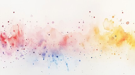 Vibrant watercolour rainbow splatter on a clean white background, perfect for creative projects and artistic expressions illustration