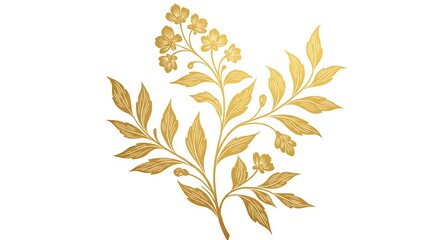 Fototapeta premium Golden Foliage: A Botanical Illustration AI Generated