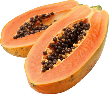 Tropical papaya fruit with seeds
