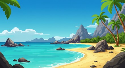 Tropical Paradise: A Digital Painting AI Generated