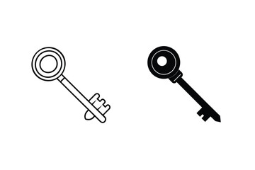 Old Vintage Key Vector Icons Minimalist Design In Black And White