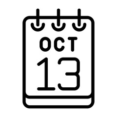 13 October Flat Style Icon