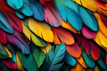 Obraz premium colorful feathers from above, a carnival scene 
