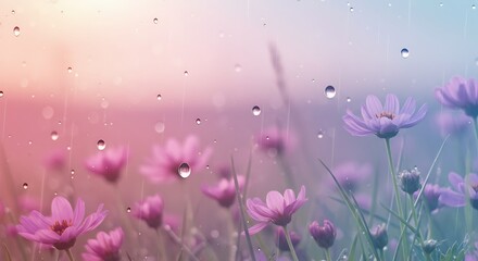 Rain-Kissed Cosmos: A Dreamy Field AI Generated