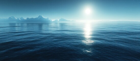 Obraz premium Calm Ocean Sunrise over Ice Mountains
