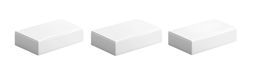 Fototapeta premium 3 white rectangular boxes, isometric view, transparent background