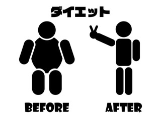 ダイエットのビフォーアフターイラスト
