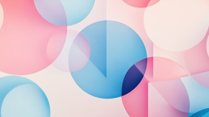 Obraz premium Abstract pastel circles and rectangles overlap creating a soft, dreamy background. illustration