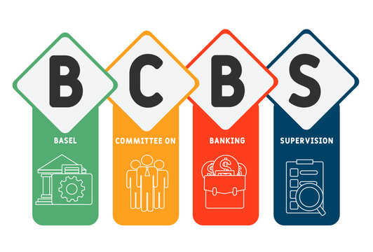BCBS basel committee on banking supervision acronym. business concept background. vector illustration concept with keywords and icons. lettering illustration with icons for web banner, flyer, landing 