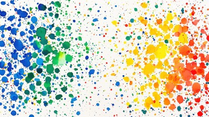 Vibrant watercolour rainbow splatter on a clean white background, perfect for creative projects and artistic expressions illustration