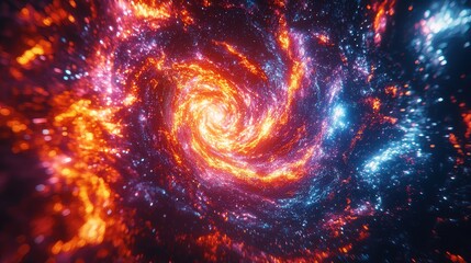 Obraz premium A breathtaking, cosmic-inspired AI-generated artwork, where swirling galaxies blend seamlessly into a radiant nebula, forming an ethereal celestial landscape. 