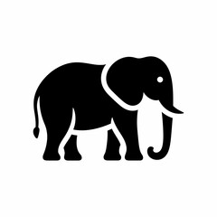 Obraz premium Elephant Silhouette: Simple Black Graphic Icon for Wildlife, Design, and Branding