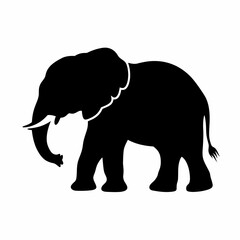 Obraz premium Elephant Silhouette, Black, African Wildlife, Graphic Design Element, isolated on white