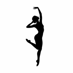 Elegant ballet dancer silhouette in graceful pose, artistic dance vector art