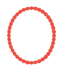 手描きのシンプルでかわいい赤い楕円形の枠のイラスト - コピースペースのある縦長の装飾素材