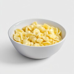 Comfort Food, A Bowl of Creamy Shell Pasta on a Neutral Backdrop