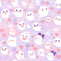 Obraz premium 귀여운 귀신를 유령으로 캐릭터화 패턴 디자인