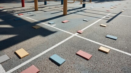 Fototapeta premium Muted playground surface local park high-fidelity image urban environment ground level khris concept