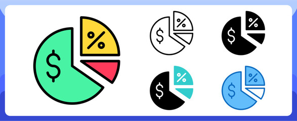 Dividend Icon Financial Projection and Management Multi Style Design Vector Concept