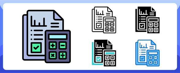 Financial Statement Icon Financial Projection and Management Multi Style Design Vector Concept