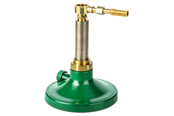 Green Laboratory Bunsen Burner Isolated on White Background