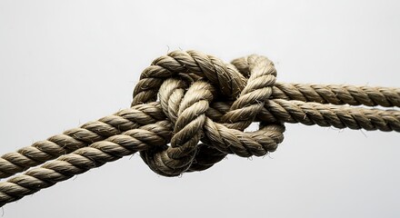 Close-up of a Tightly Woven Rope Knot Against a Neutral Background AI Generated