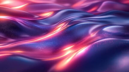 Obraz premium Abstract Liquid Metallic Wave Textured Surface with Purple Pink and Orange Lights