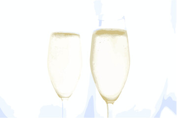 シャンパン（スパークリングワインSparkling Wine）のベクター素材