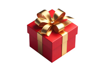 Red gift box with Gold bow transparent Background