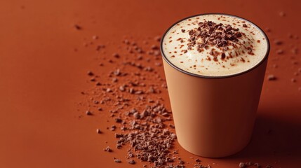 A creamy cappuccino with chocolate sprinkles. Featuring indulgence and warmth