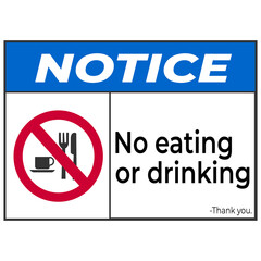 Notice No eating or drinking signage vector illustration 
