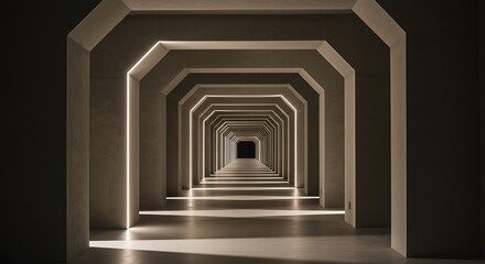 Fototapeta premium Modern Architectural Tunnel Corridor with Accent Lighting