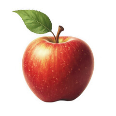Red apple fruit leaf stem food fresh diet health isolated