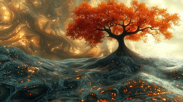 A vibrant oil-painted garden, bursting with hues of crimson, sapphire, and gold, a masterpiece created through the generative magic of artificial intelligence. 