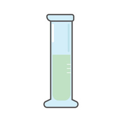 メスシリンダーのベクターイラスト（主線あり）：実験器具 - Graduated Cylinder Vector Illustration (with Lines): Laboratory Equipment