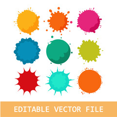 Vector watercolor splash, round circle stain