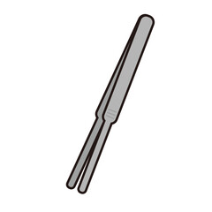 ピンセットのベクターイラスト：精密作業のツール - Lined Tweezers Vector Illustration: Precision Tool for Detailed Work